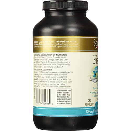  Spectrum Essentials Softgels, Fish Oil with Vitamin D, 1000 mg, 250 Count