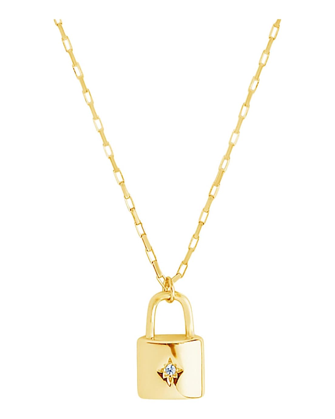 Sterling Forever Sterling Silver Simple CZ Lock Necklace