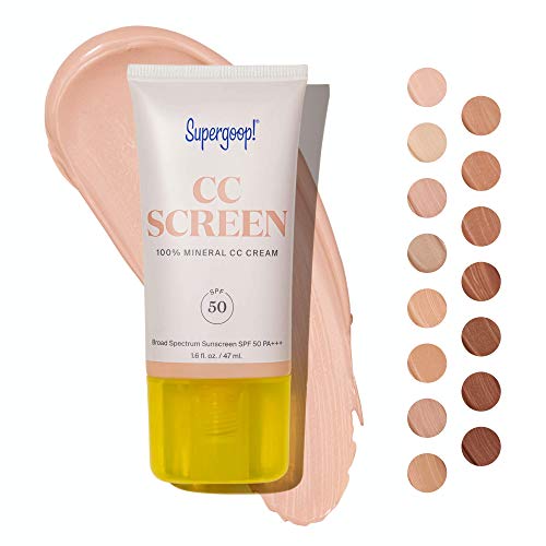  Supergoop! CC Screen, 100C - 1.6 fl oz - 100% Mineral Color-Correcting Cream - All In One Tinted Moisturizer, Concealer & Buildable Coverage Foundation - With Broad Spectrum SPF 50