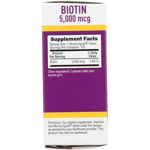  Superior Source Biotin 5000 mcg Vitamins & Minerals Unisex Sublingual Instant Dissolve Tablets for Hair, Skin, and Nails Growth - 100 Count
