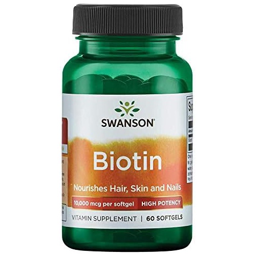  Swanson Super Strength Biotin Vitamin 10000 mcg 60 Sgels