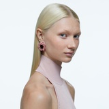 Swarovski Millenia hoop earrings, Pear cut, Pink, Rose gold-tone plated