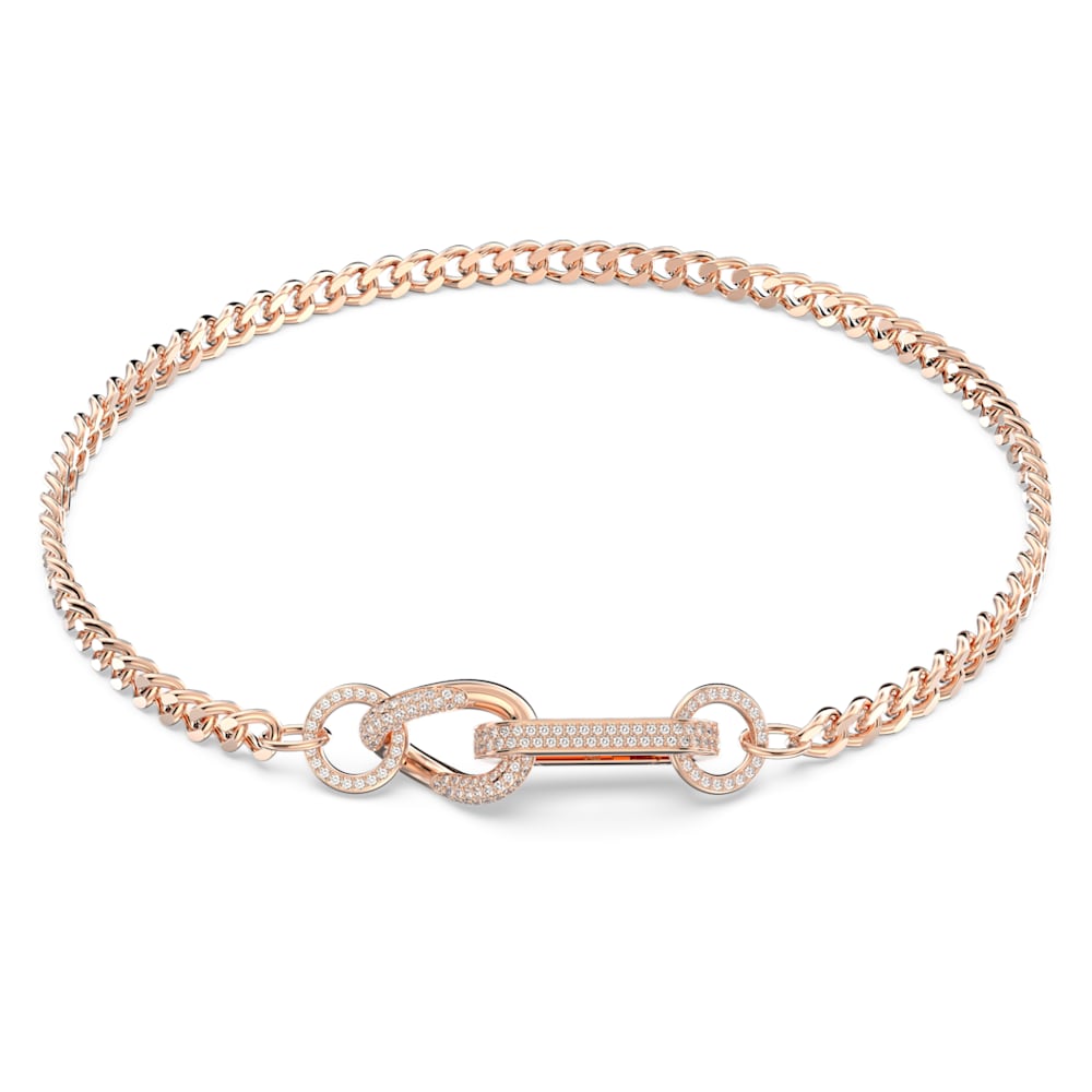 Swarovski Dextera necklace, Pave, Mixed links, White, Rose gold-tone plated