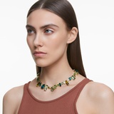 Swarovski Gema necklace, Mixed cuts, Green, Gold-tone plated