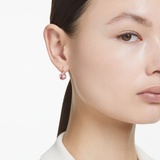 Swarovski Bella V drop earrings, Round cut, Pink, Rose gold-tone plated