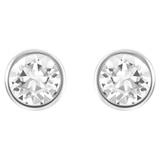 Swarovski Solitaire stud earrings, Round cut, White, Rhodium plated