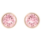 Swarovski Solitaire stud earrings, Round cut, Pink, Rose gold-tone plated