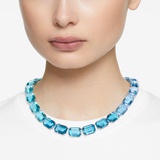 Swarovski Millenia necklace, Octagon cut, Blue, Rhodium plated