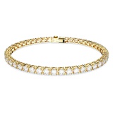Swarovski Matrix Tennis bracelet, Round cut, Small, White, Gold-tone plated