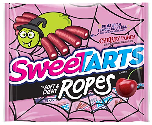 SweeTarts (1) Bag Soft & Chewy Ropes - Cherry Punch Flavor - Colors From Real Sources - Halloween Edition Candy - Individual Packets - Net Wt. 9 oz