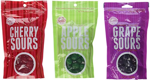 Sweets Sours Candy Balls 3 Flavor Variety Bundle: (1) Sweets Sour Cherry Balls, (1) Sweets Sour Apple Balls, and (1) Sweets Sour Grape Balls, 7 Oz. Ea. (3 Bags Total)