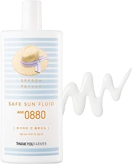 THANKYOU FARMER Safe Sun Fluid AGE 0880 SPF50+ PA++++ | Reef Safe, Face & Body, Sensitive Skin | 3.51 Fl Oz (100ml)