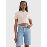 TOMMY JEANS Ribbed Cropped Polo Sweater