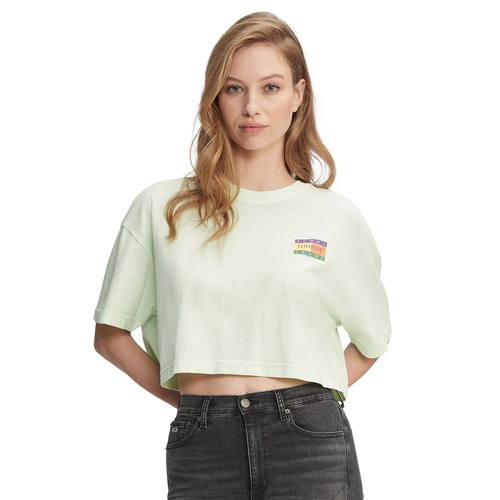 타미힐피거 Womens Oversized Cropped Summer Flag T-Shirt