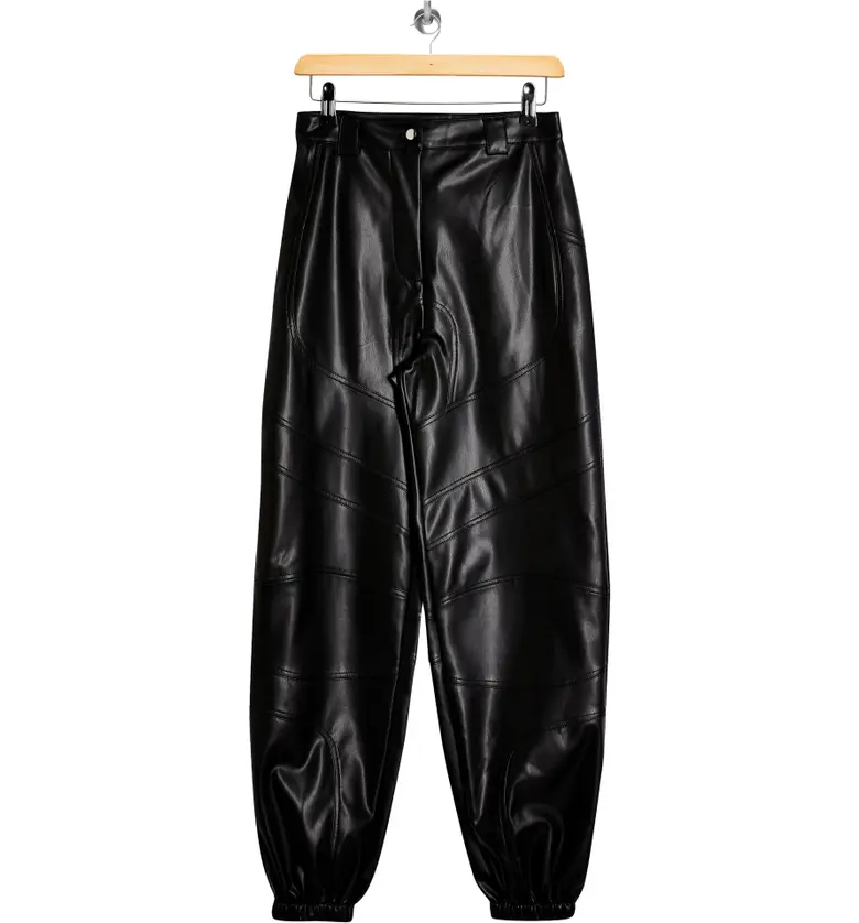 탑샵 Topshop Paneled Faux Leather Joggers_BLACK
