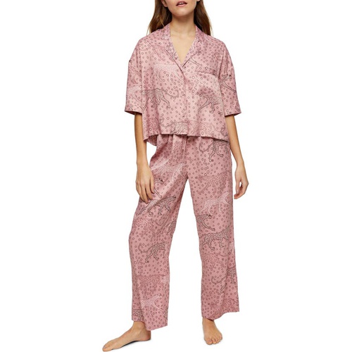 탑샵 Topshop Chloe Animal Print Pajamas_PINK