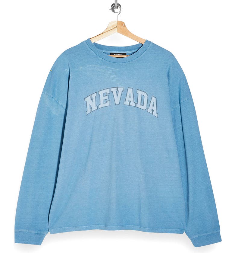 탑샵 Topshop Nevada Long Sleeve Cotton Graphic Tee_BLUE