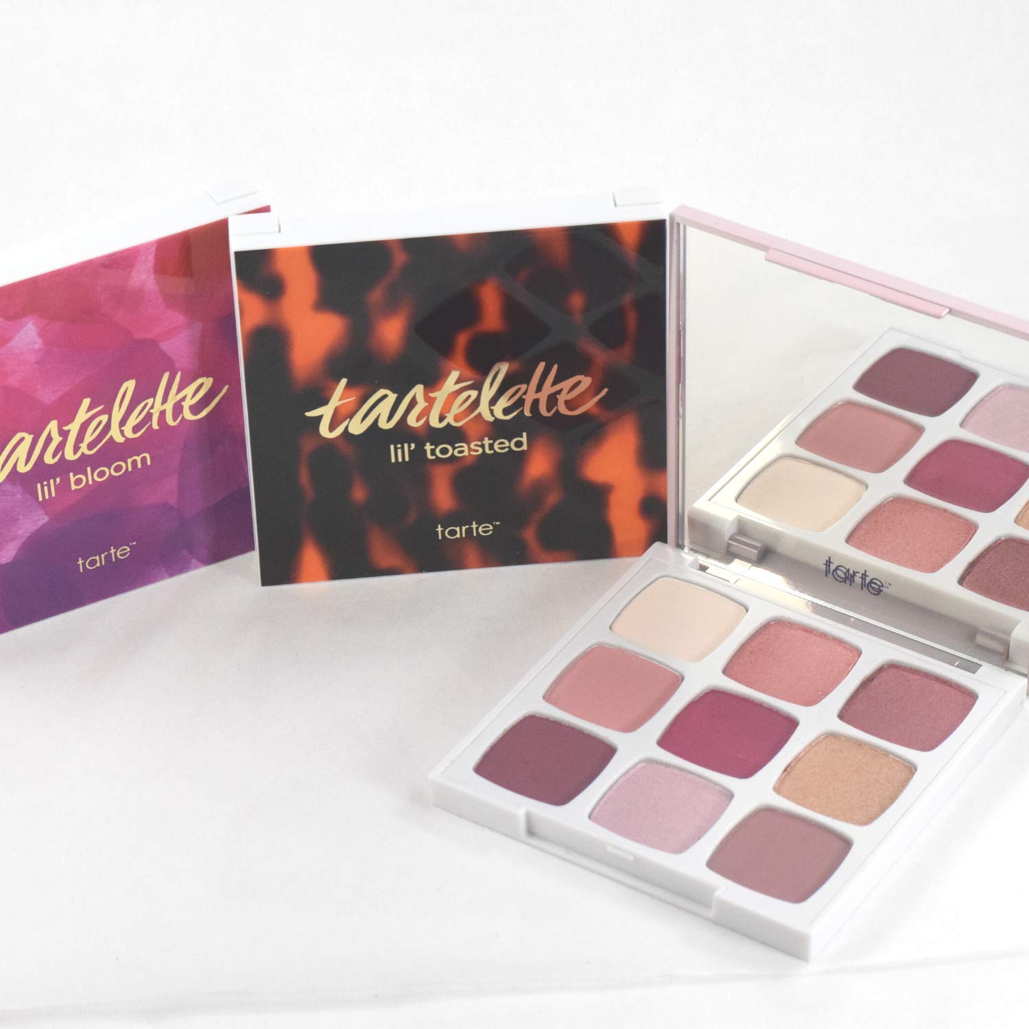  Tarte Cosmetics Tarte Tartelette Pro Eyeshadow Palette with Amazonian Clay, Holiday Makeup Trio Gift Set: lil bloom, lil toased, lil juicy