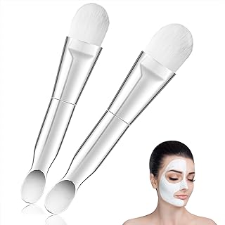 Tenmon 2 Pcs Face Mask Brushes, Durable Metal Handle, Premium Soft Bristles Brush, Easy to Use and Clean Suitable for Liquid Masks with More Moisture, Cream, Eye Mask Cosmetic Make