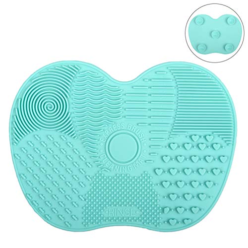 Tenmon Makeup Brush Cleaning Mat, Silicone, Suction Cup Portable Makeup Brush Cleaning Tool, 2 Colors, Small (Green)