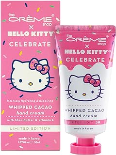 The Creme Shop Hello Kitty Celebrate Whipped Cacao Hand Cream With Shea Butter & Vitamin E. Intensely Hydrating & Reparing. Limited Edition, Made In Korea 1.69oz