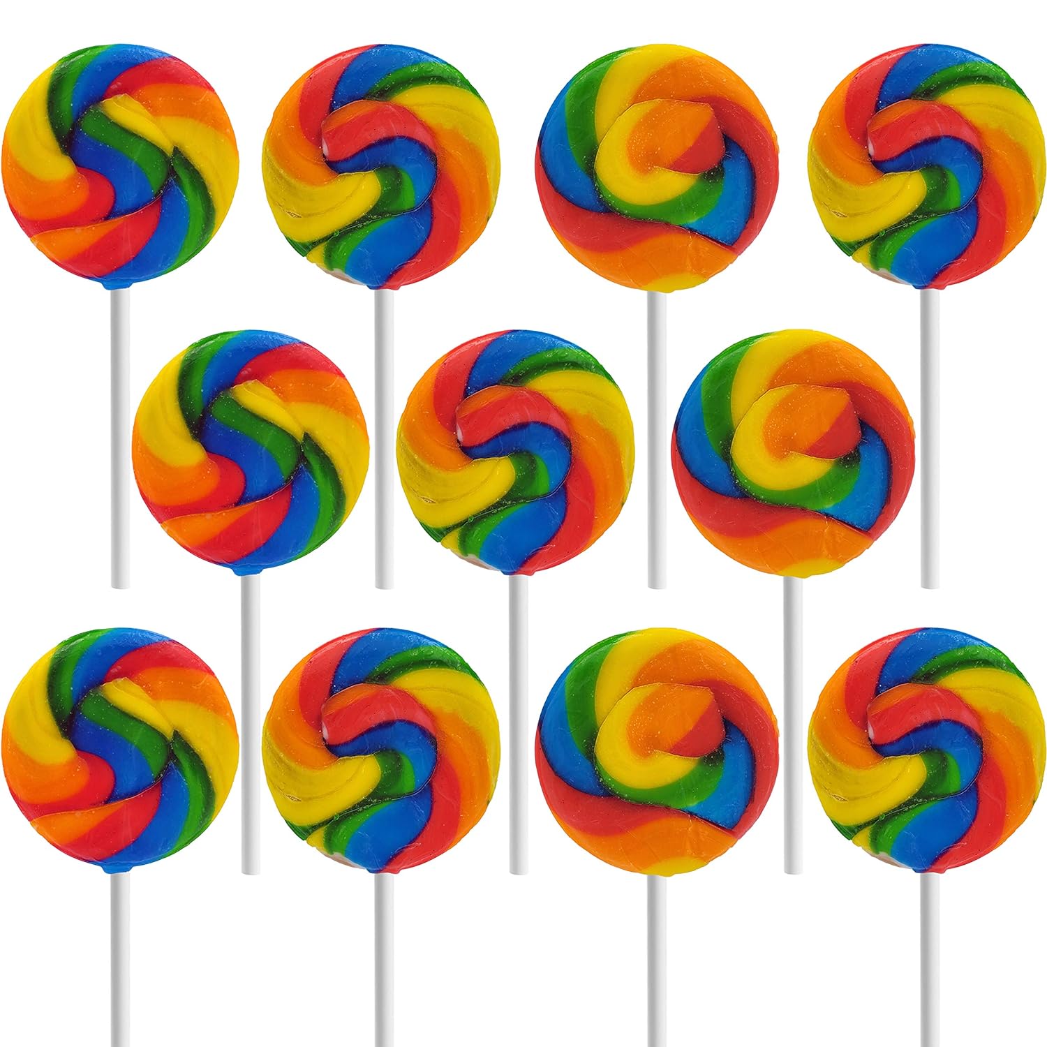  The Dreidel Company Rainbow Swirl Lollipop, Mixed Fruit Flavor, Individually Wrapped, 1.5 Inch Swirl Pop (12-Pack)
