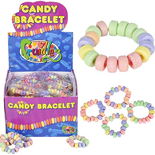 The Dreidel Company Stretchable Candy Bracelet, Multicolor Fruit-Flavored Chewables for Party Favors (72-Pack)