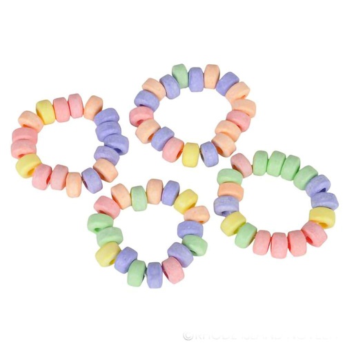  The Dreidel Company Stretchable Candy Bracelet, Multicolor Fruit-Flavored Chewables for Party Favors (72-Pack)