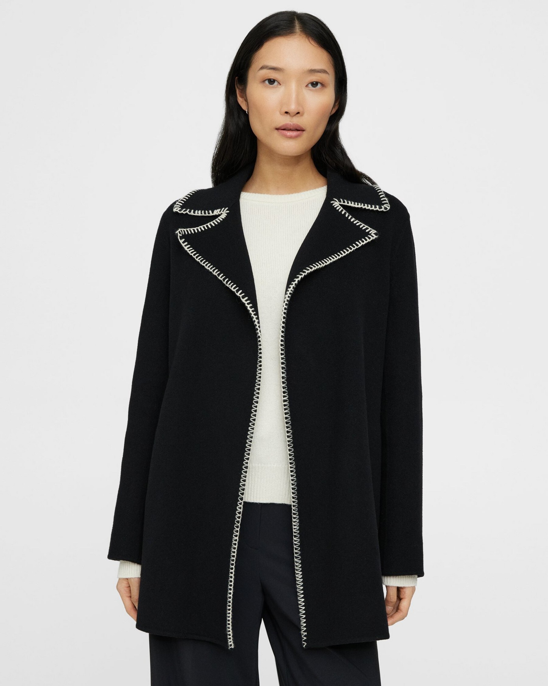 Theory Blanket Stitch Clairene Jacket in Double-Face Wool-Cashmere