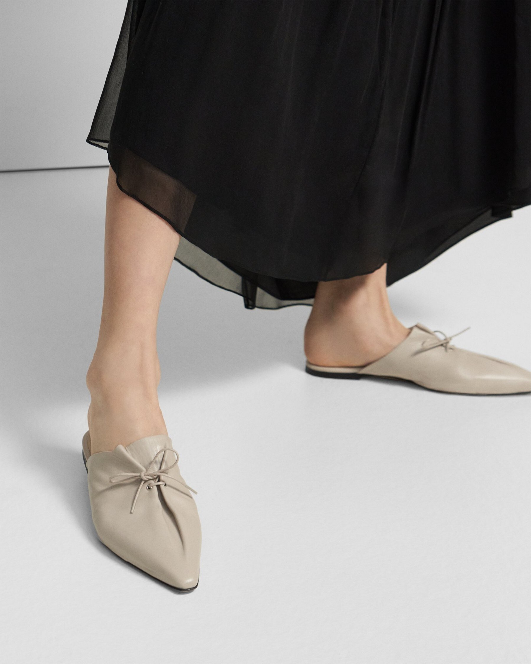 Theory Pleated Mule in Leather