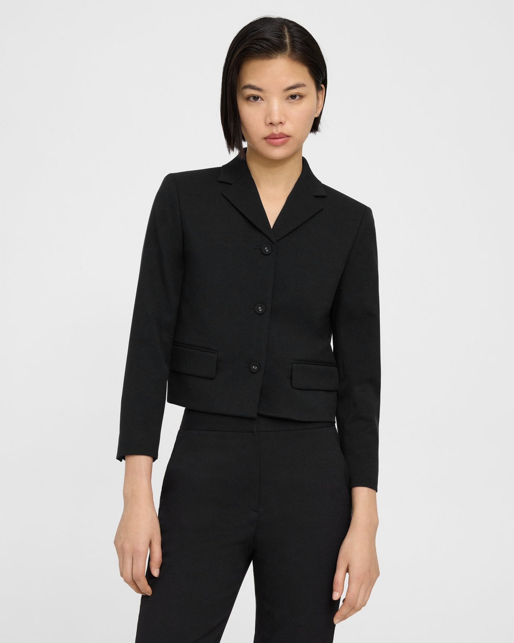 Theory Cropped Jacket in Textured Gabardine