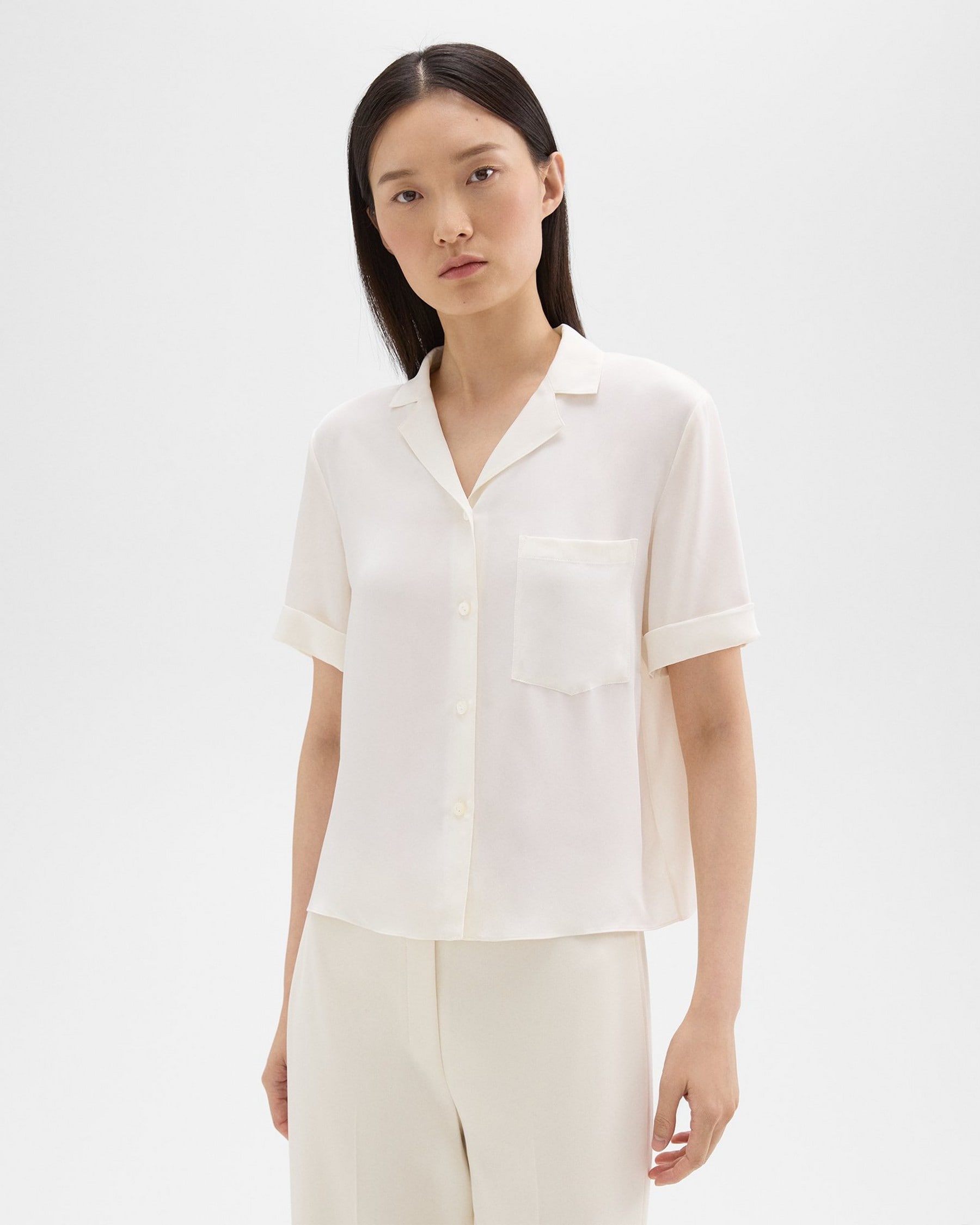 Theory Camp Shirt in Silk Georgette