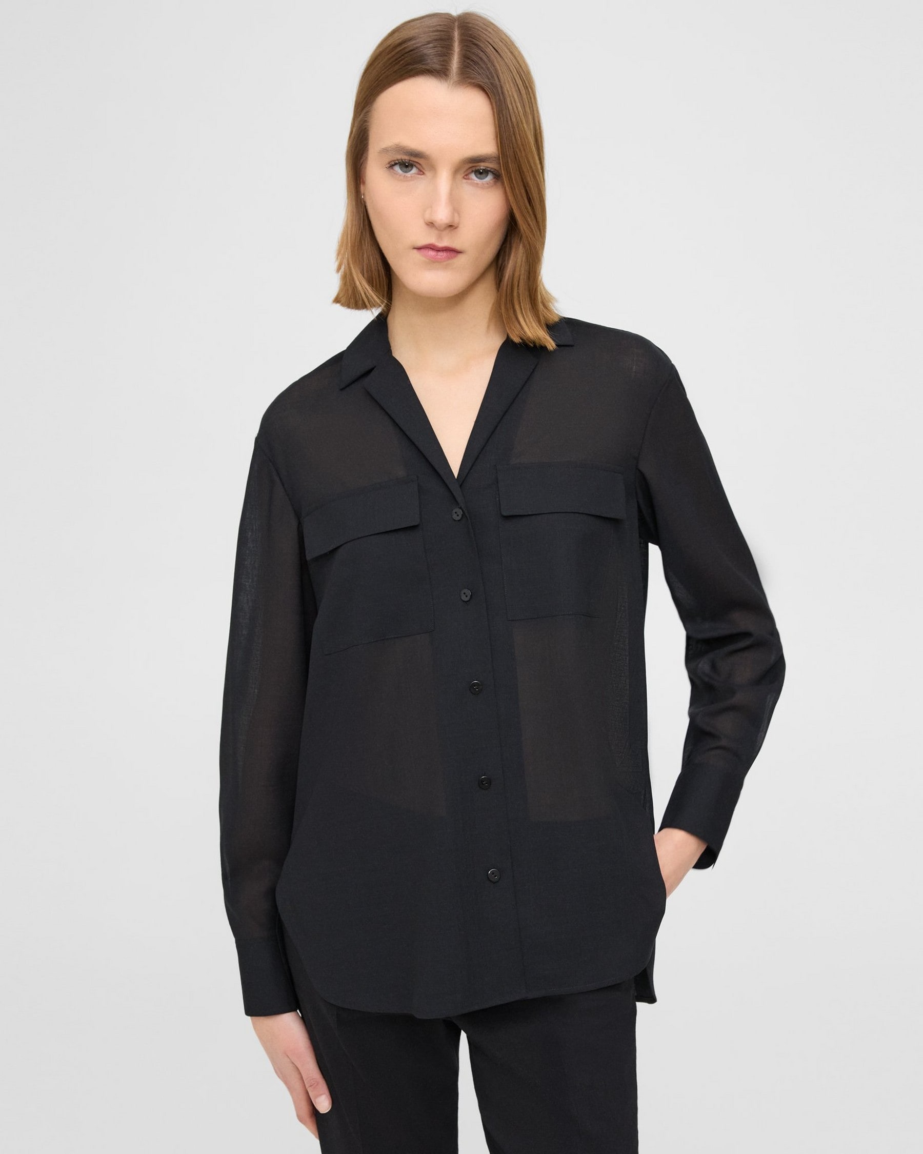 Theory Oversized Patch Pocket Shirt in Cotton