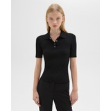 Ribbed Polo in Crepe Knit