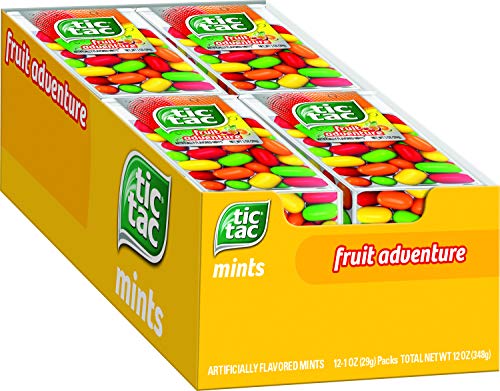 Tic Tac Fresh Breath Mints, Fruit Adventure, Bulk Hard Candy Mints, 1 oz Singles, 12 Count, Perfect Easter Basket Stuffers for Boys and Girls
