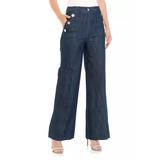 Womens Denim Trousers with Button Details