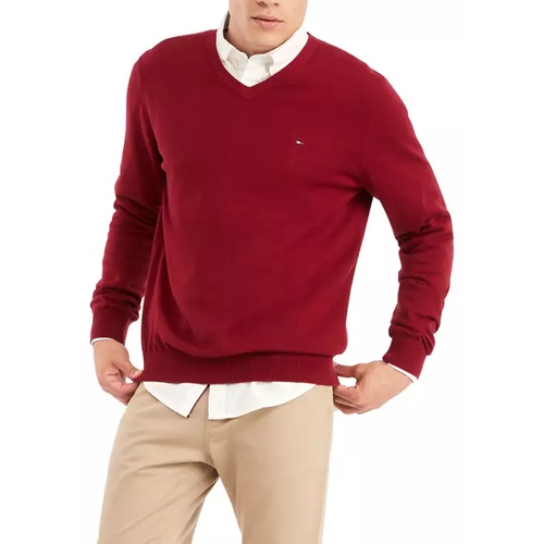 타미힐피거 Signature Solid V-Neck Pullover Sweater