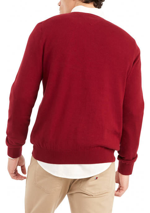 타미힐피거 Signature Solid V-Neck Pullover Sweater