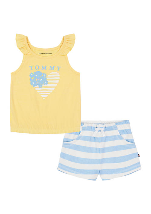 Girls 4-6x Graphic Tank Top and Striped Shorts Set