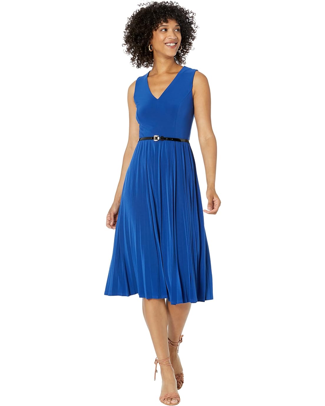 Tommy Hilfiger Sleeveless Pleated Dress with Belt