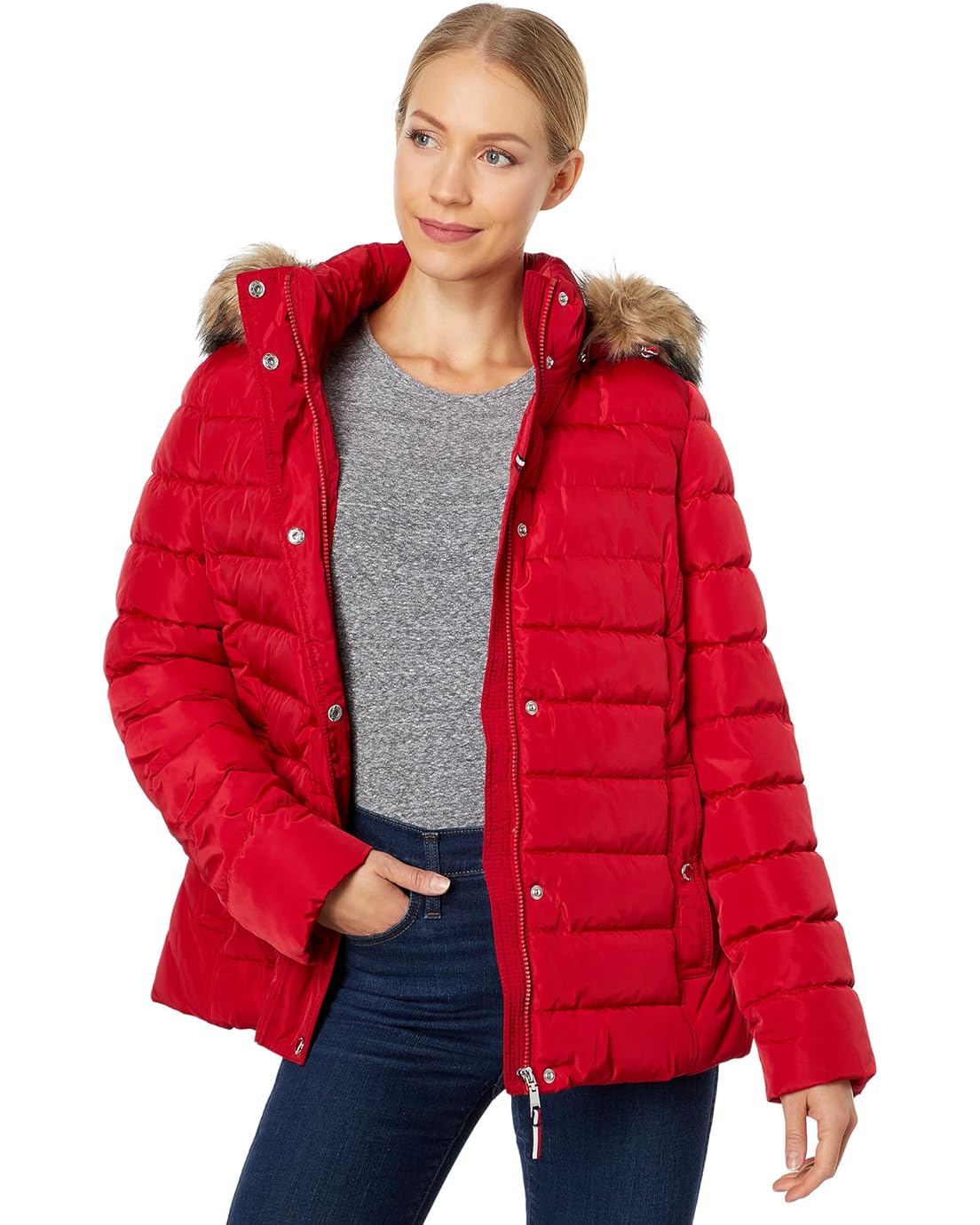 Tommy Hilfiger Faux Fur Hooded Short Puffer