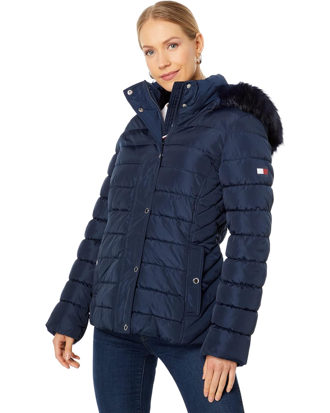 Tommy Hilfiger Faux Fur Hooded Short Puffer