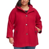 Womens Plus Size Hooded Button-Front Coat