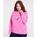 Plus Size Heart Outline Sweater