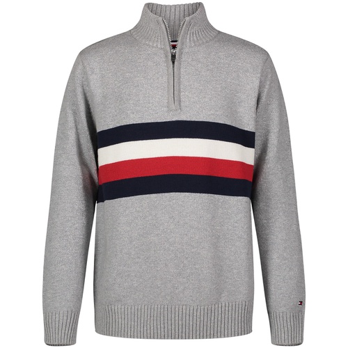 타미힐피거 Little Boys Signature Stripe Long Sleeve Quarter Zip Sweater