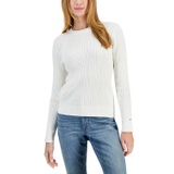 Womens Cotton Mirrored Cable-Knit Sweater