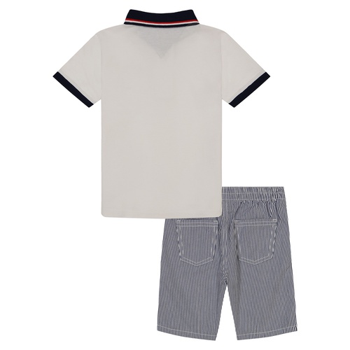 타미힐피거 Baby Boys Tipped H Polo Shirt and Vertical Stripe Shorts 2 Piece Set