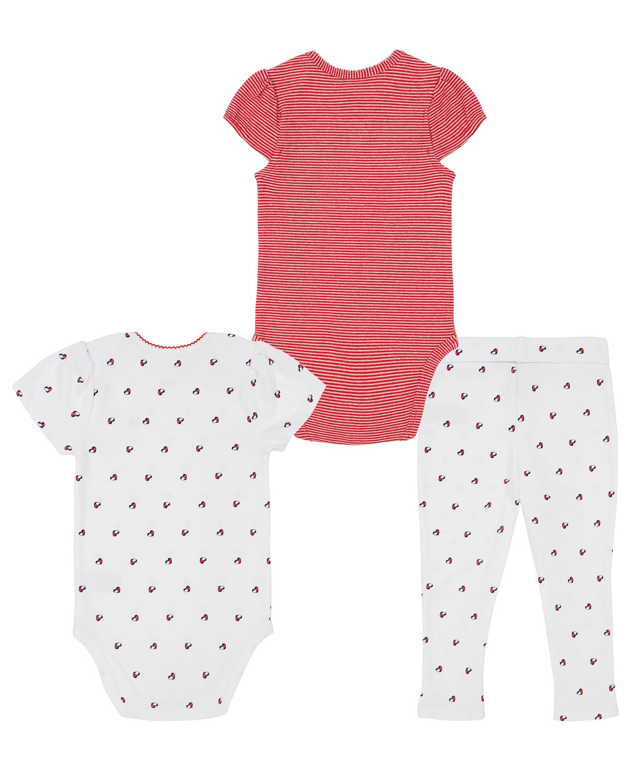 타미힐피거 Baby Girls Pattern Bodysuits and Joggers 3 Piece Set