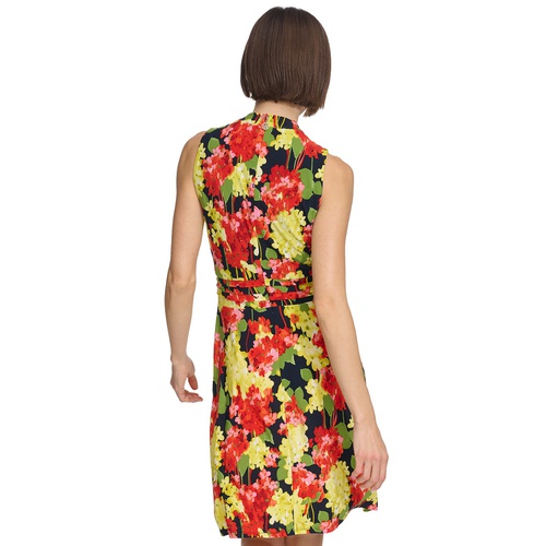 타미힐피거 Womens Floral-Print V-Neck Dress