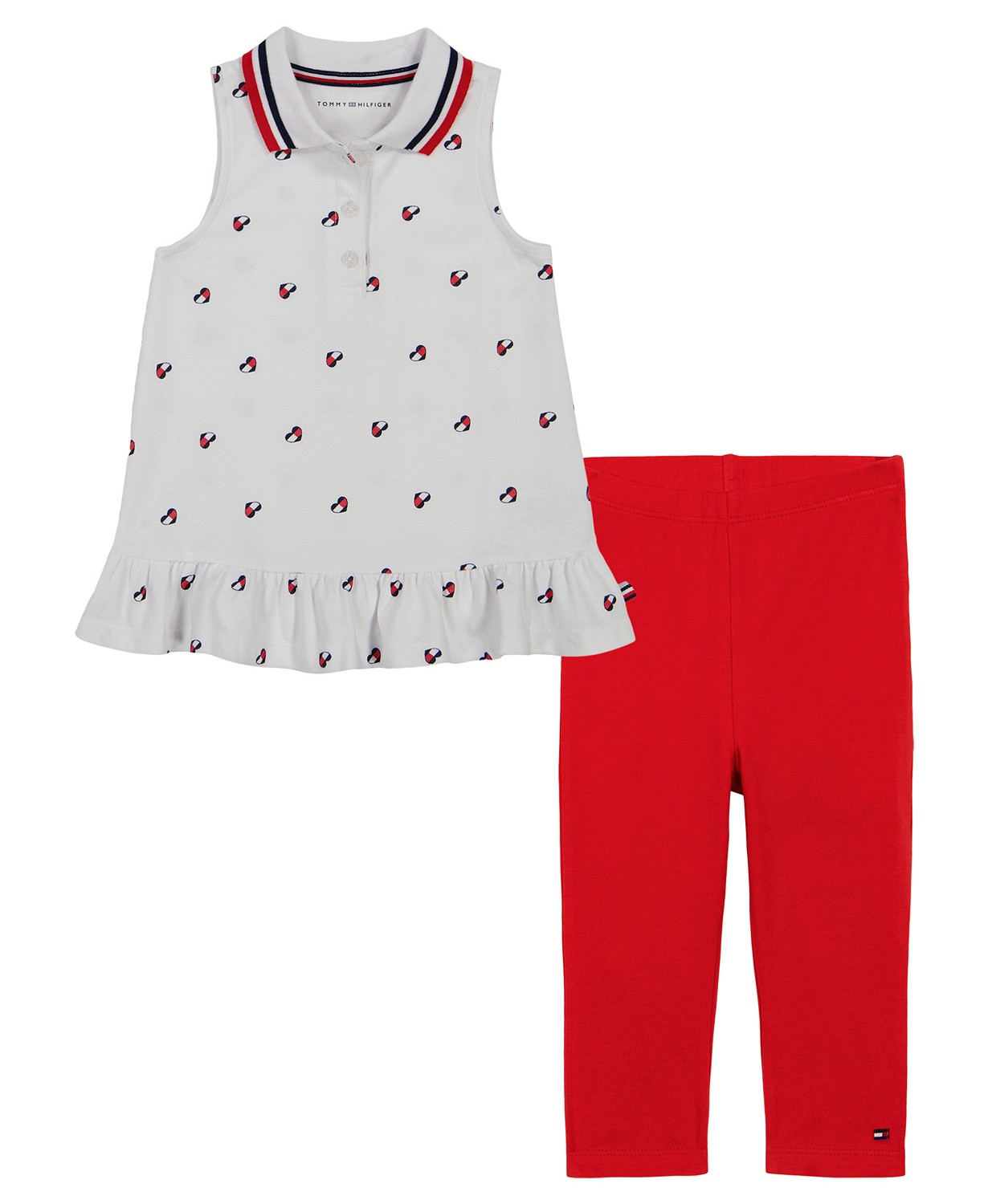Little Girls Logo-Print Pique Polo Tunic & Capri Leggings 2 Piece Set